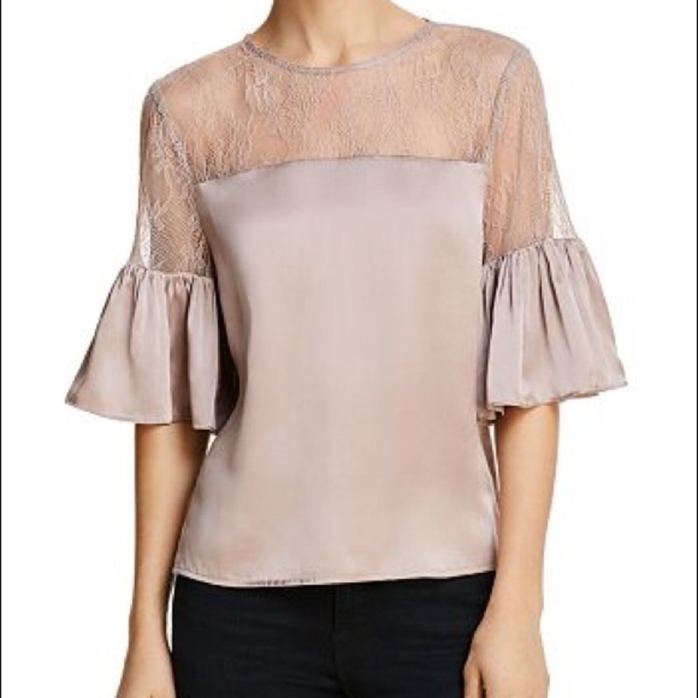 Cami NYC Blush Lace Yoke Silk Blouse